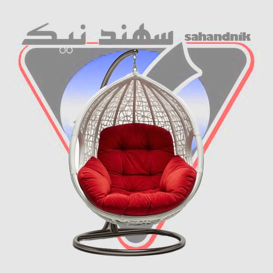 تاب تشک قرمز2 تاب آویز مکرومه سهند نیک با کوسن قرمز و پایه فلزی - تولید تبریز