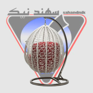 تاب آویز مکرومه سهند نیک با کوسن قرمز و پایه فلزی - تولید تبریز