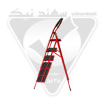 نردبان آپارتمانی سهند نیک ۶ پله کفه پهن قرمز سفید نقره ای - تولید تبریز