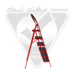 نردبان آپارتمانی سهند نیک ۶ پله کفه پهن قرمز سفید نقره ای - تولید تبریز