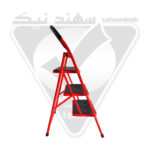 نردبان آپارتمانی سهند نیک ۳ پله کفه پهن قرمز سفید نقره ای - تولید تبریز