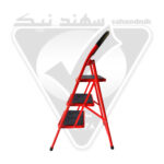 نردبان آپارتمانی سهند نیک ۳ پله کفه پهن قرمز سفید نقره ای - تولید تبریز